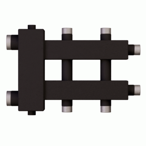 Коллектор с гидроразделителем Warme WKD.R.85.К.1+1+1 (черная сталь) Дублер компакт на 3 контура до 85 кВт