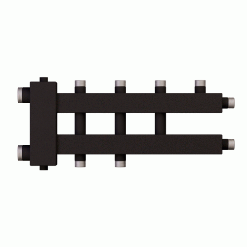 Коллектор с гидроразделителем Warme WKD.R.85.К.2+1+1 (черная сталь) Дублер компакт на 4 контура до 85 кВт