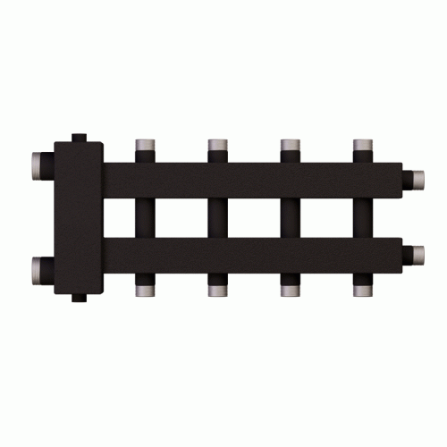 Коллектор с гидроразделителем Warme WKD.R.85.К.2+2+1 (черная сталь) Дублер компакт на 5 контуров до 85 кВт