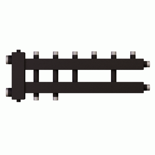 Коллектор с гидроразделителем Warme WKD.R.85.К.3+1+1 (черная сталь) Дублер компакт на 5 контуров до 85 кВт