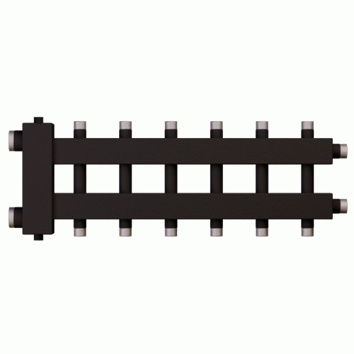 Коллектор с гидроразделителем Warme WKD.R.85.К.3+3+1 (черная сталь) Дублер компакт на 7 контуров до 85 кВт