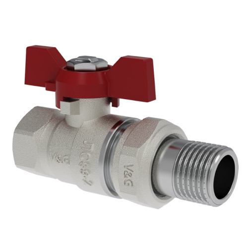 Кран шаровой V&G Valogin 1 1/4" с полусгоном ВР/НР резьба, ручка бабочка
