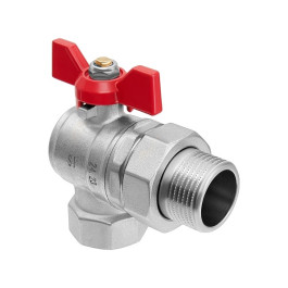 Кран шаровой угловой с американкой Smart Install 1/2" ВР/НР резьба ручка-бабочка