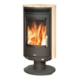 Печь-камин ABX Arktis 8 поворотный чёрная сталь бразильский песчаник