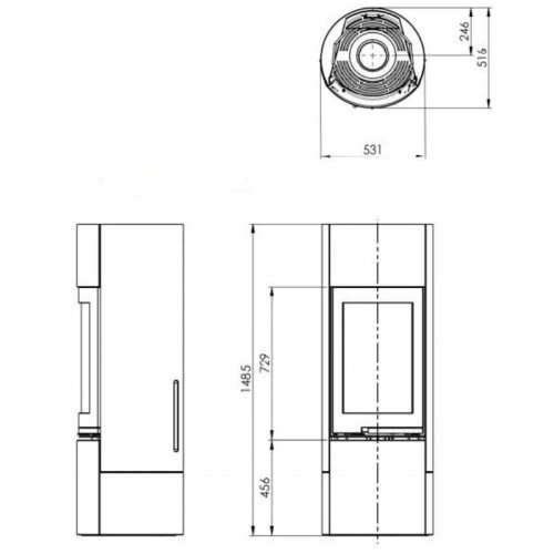 Печь-камин Nordpeis Atlanta высокая топка S-26R 5 кВт