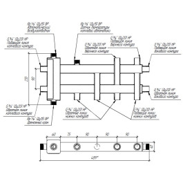 Коллектор нержавеющий Gidruss BMSS-40-4DU до 40 кВт 3/4" 4 контура