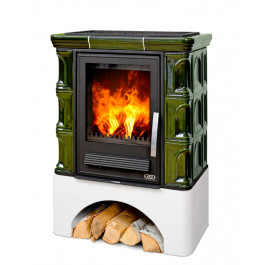 Печь-камин ABX Iberia K белый цоколь зелёный