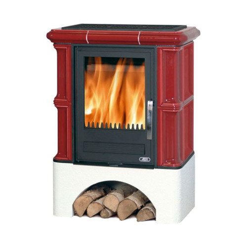 Печь-камин ABX Bavaria Exclusive кафельная белый цоколь бордо