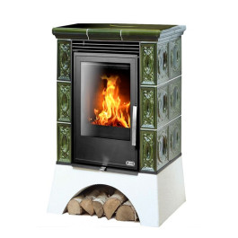 Печь-камин ABX Helvetia KPI белый цоколь зелёный