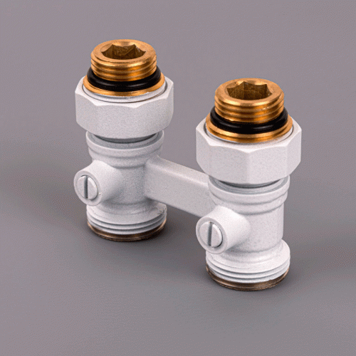 Узел нижнего подключения прямой Delta 3/4"x1/2" D=50 мм белый RAL 9016