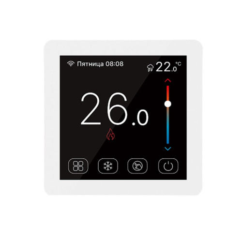 Терморегулятор сенсорный теплого пола Stout 16А ,TFT, NTC-10K, белый