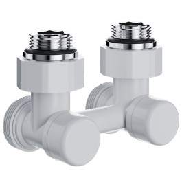 Узел нижнего подключения термостатический угловой Royal Thermo Design 1/2"х3/4" (Белый)