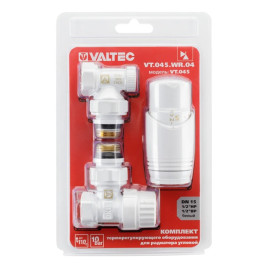 Комплект термостатический угловой Valtec 1/2" арт.VT.045.WR.04 (Белый)