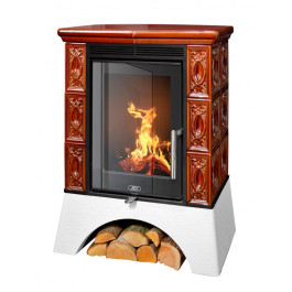 Печь-камин ABX Helvetia Exclusive белый цоколь коричневый