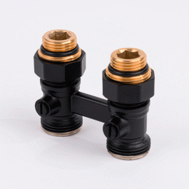 Узел нижнего подключения прямой Delta 3/4"x1/2" D=50 мм черный RAL 9005