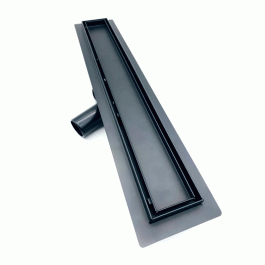 Трап для душа под плитку TIM нержавеющий 40 см черный матовый сифон 360°