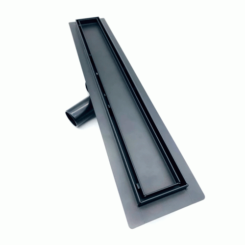 Трап для душа под плитку TIM нержавеющий 70 см черный матовый сифон 360°