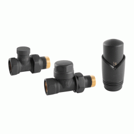 Комплект радиаторный прямой Delta 1/2" с термоголовкой М30x1.5 черный