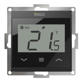 Проводной терморегулятор встраиваемый ENGO Wi-Fi черный 55х55мм
