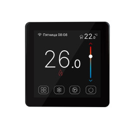 Терморегулятор сенсорный теплого пола Stout 16А ,TFT, NTC-10K, черный