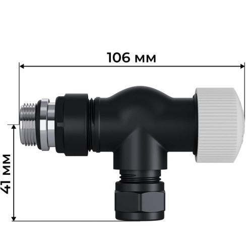 Набор термостатический осевой Royal Thermo Design Pro 15мм М30х1,5 (Черный) под трубки
