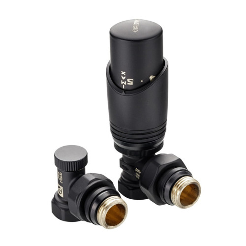 Комплект термостатический угловой Valtec 1/2" арт.VT.045.BR.04 (Черный)