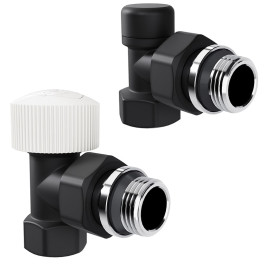 Набор термостатический угловой Royal Thermo Design 1/2"М30х1,5 (Черный)