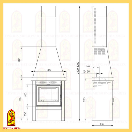 Печь-камин Мета Рэйнджер Каминетти 609