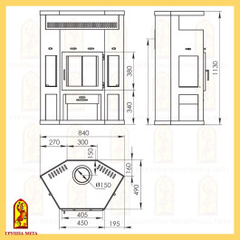 Печь-камин Мета Енисей без плиты