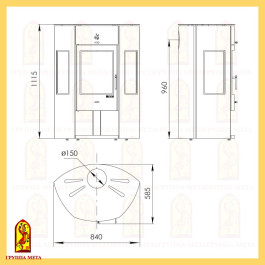 Печь-камин Мета Енисей 2 без плиты