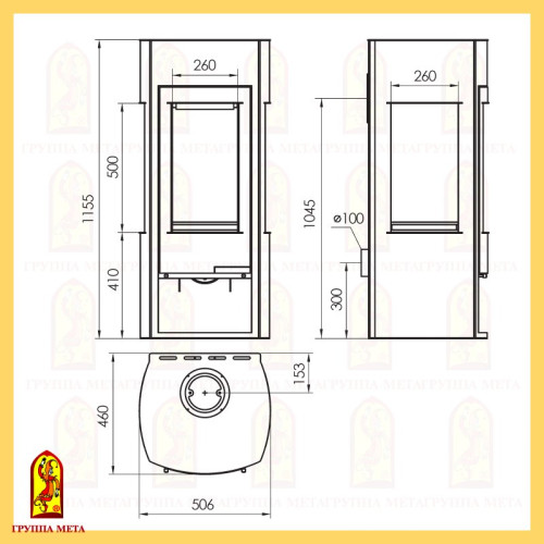 Печь-камин Мета Неман 3D