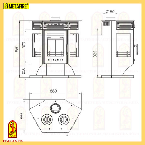 Печь-камин Мета Москва 12 с плитой