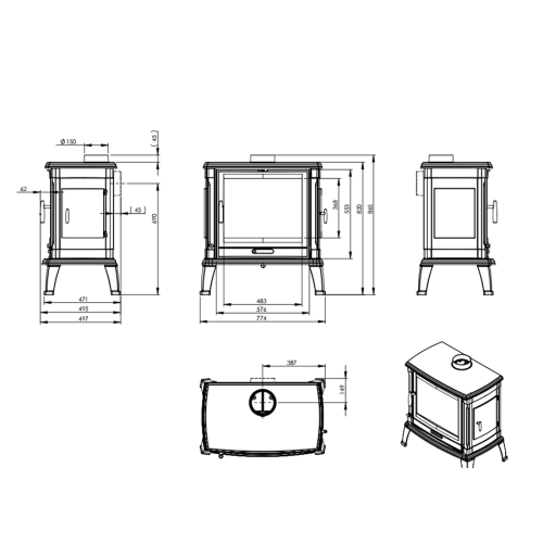 Печь-камин Nordflam Toria чугунная
