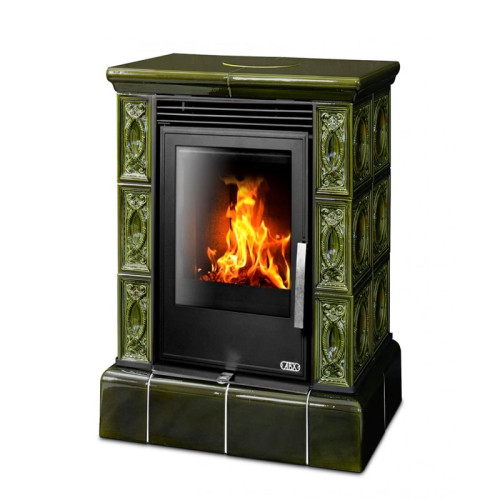 Печь-камин ABX Helvetia KPI кафельный цоколь зелёный с ТО 6.9 кВт