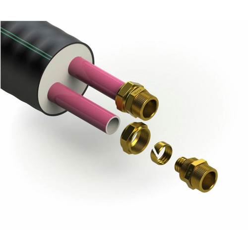 Труба теплотрасса Изопрофлекс Тандем (2 трубы) 63+63/180 Р 0,6 МПа