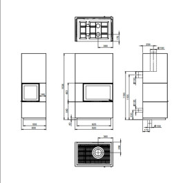 Печь-камин Nordpeis Davos A угловой левый высокий топка N-29A
