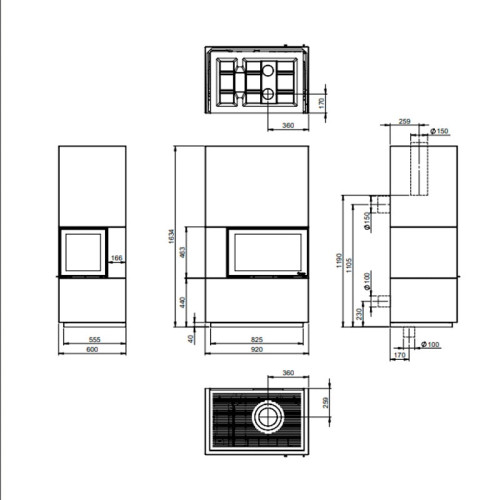 Печь-камин Nordpeis Davos A угловой левый низкий топка N-29A