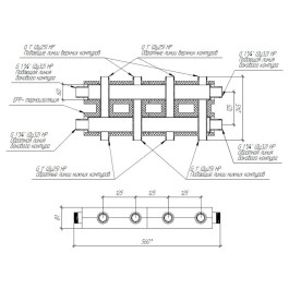 Коллектор модульный Gidruss MK-100-4DU.EPP до 100 кВт 1 1/4" 5 контуров EPP термоизоляция