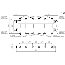Коллектор нержавеющий модульный Gidruss MKSS-150-6DUх25 до 150 кВт 1 1/2" 7 контуров