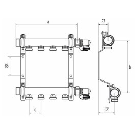 Коллектор Rehau Hlv 10 (на 10 контуров) для радиаторного отопления