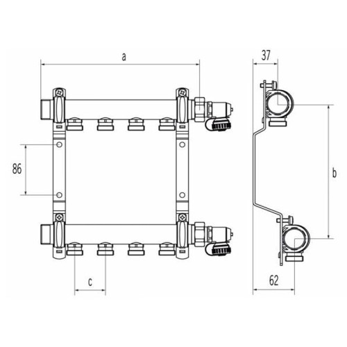 Коллектор Rehau Hlv 2 (на 2 контура) для радиаторного отопления
