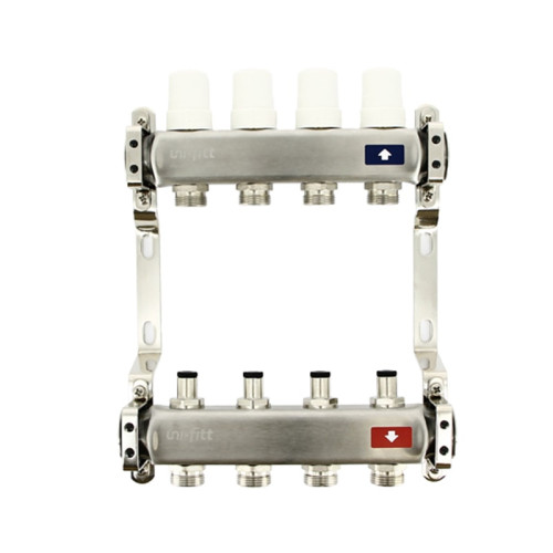 Коллектор из нержавеющий стали Uni-Fitt Optimal 3/4"x1" 11 выходов для радиаторов