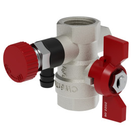 Кран шаровой с дренажем V&G Valogin 1/2" с ВР/ВР резьбой, ручка бабочка