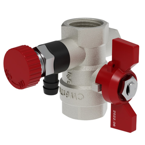 Кран шаровой с дренажем V&G Valogin 1/2" с ВР/ВР резьбой, ручка бабочка