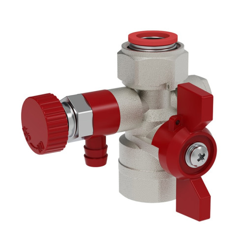 Кран шаровой с дренажем и воздухоотводчиком V&G Valogin 1/2"(M20х1.5) с НГ гайкой и ВР/ВР резьбой