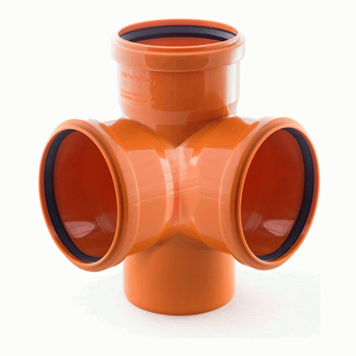 Крестовина двухплоскостная канализационная наружная Политэк 110x110x110 87° мм