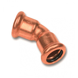 Отвод Sanha 15 мм 45° двухраструбный медный под пресс арт.1604115