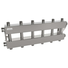 Коллектор нержавеющий модульный Gidruss MKSS-150-6DUх25 до 150 кВт 1 1/2" 7 контуров