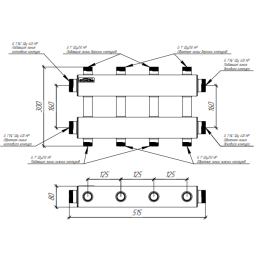 Коллектор модульный Gidruss MK-150-4DUх25 до 150 кВт 1 1/2" 5 контуров