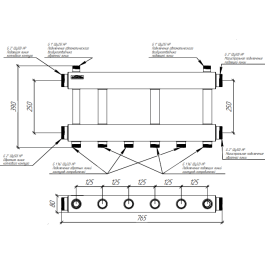 Коллектор нержавеющий модульный Gidruss MKSS-250-3х32 до 250 кВт 2" 3 контура